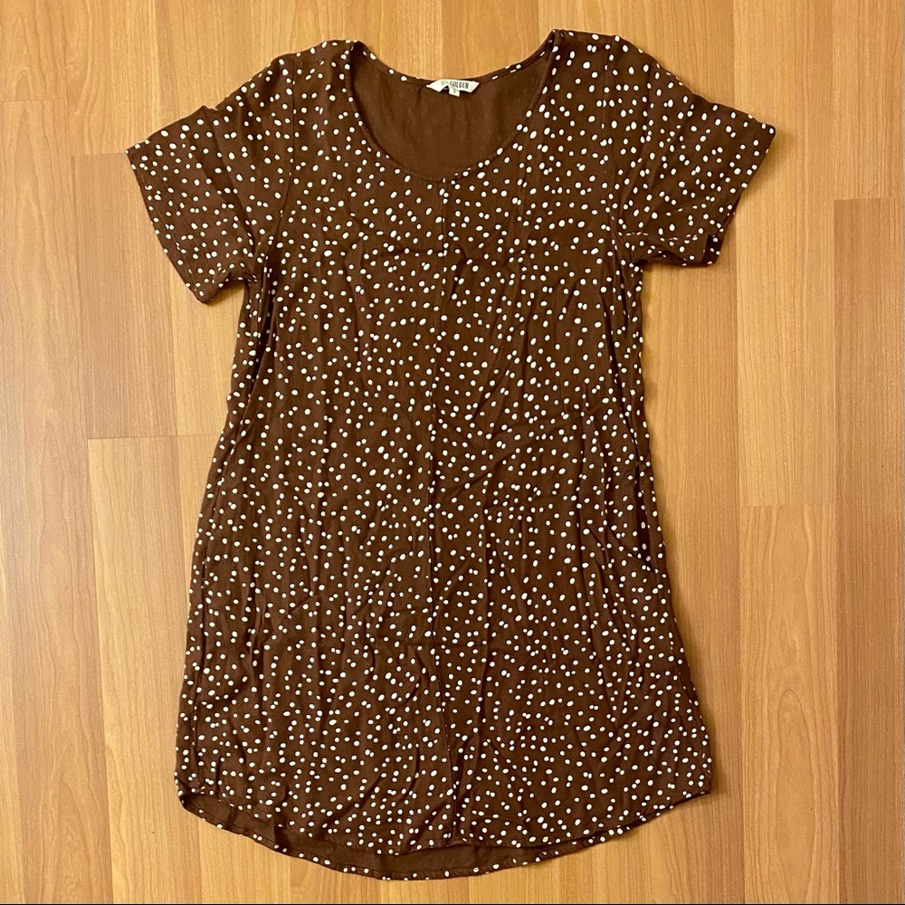 Ali Golden brown & cream polka dot viscose short sleeve dress